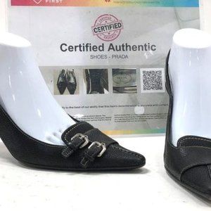 PRADA  BLACK SLINGBACK HEELS CERTIFIED AUTHENTIC